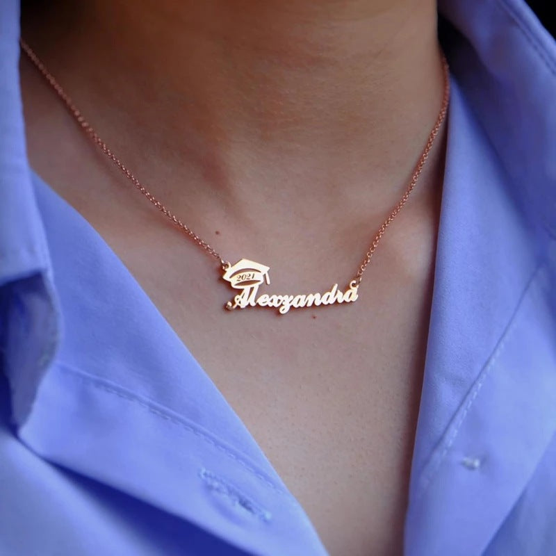 Customized graduation name necklace