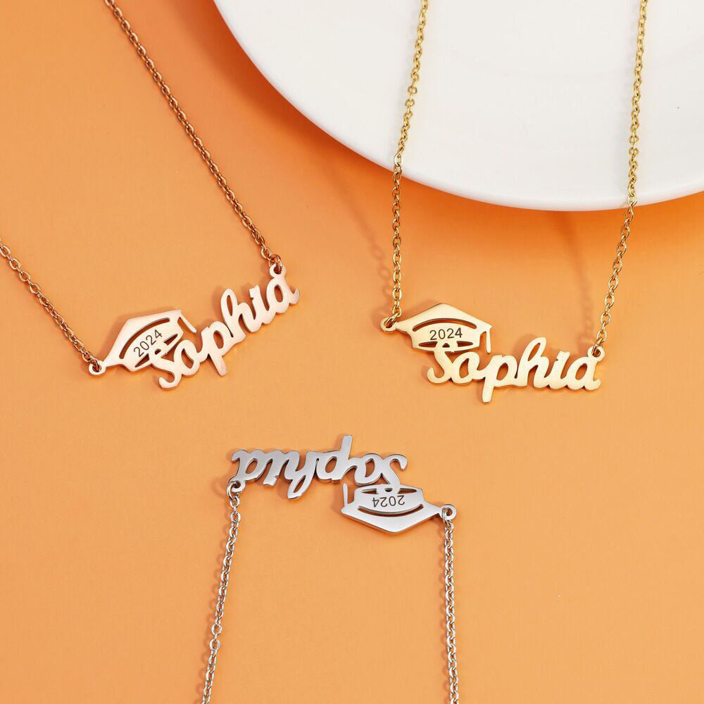 Customized graduation name necklace