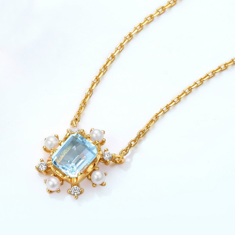 🔥Natural Blue Topaz Ring and Necklace Set