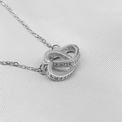 Heart shaped double ring necklace