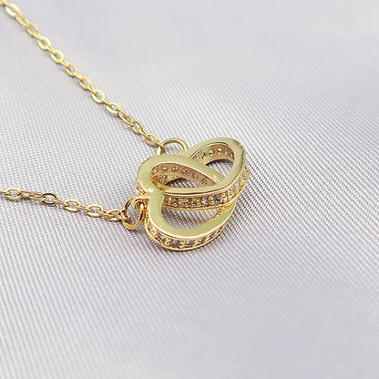 Heart shaped double ring necklace