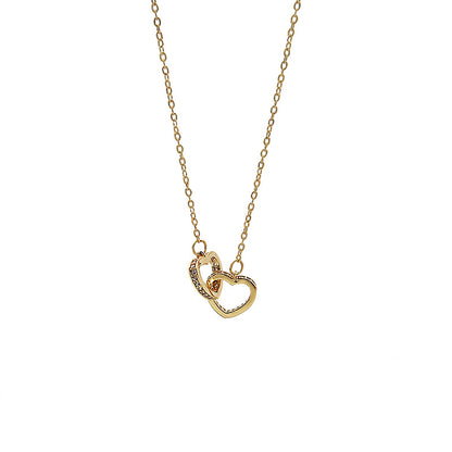 Heart shaped double ring necklace