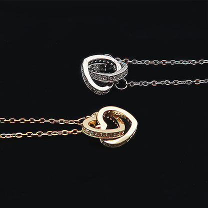 Heart shaped double ring necklace