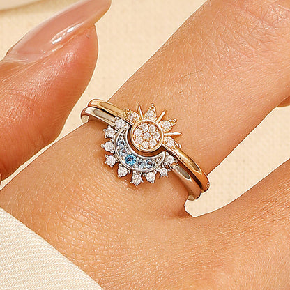 Shining Sunrise & Blue Moon 2-in-1 Combination Ring