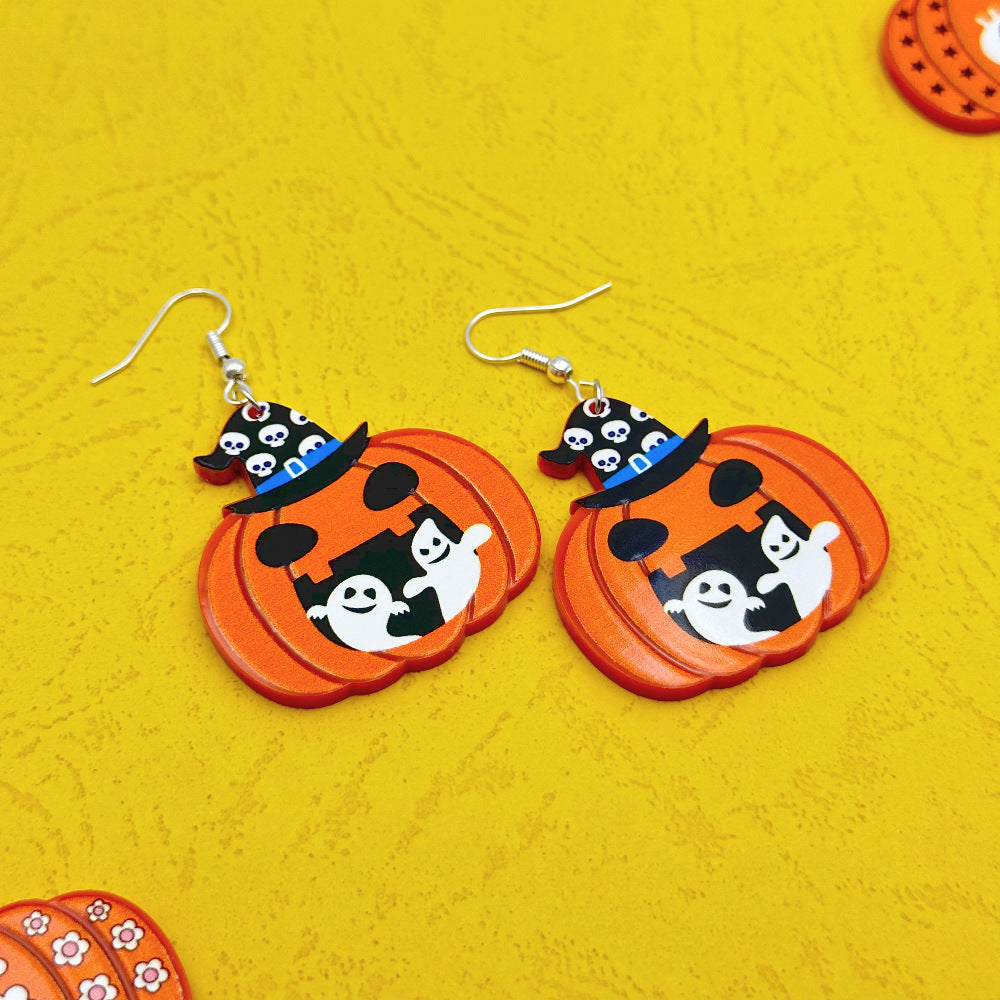 Ghost Pumpkin Festive Earrings