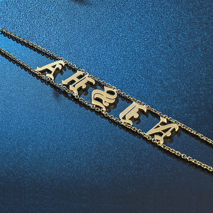 Double chain custom name necklace