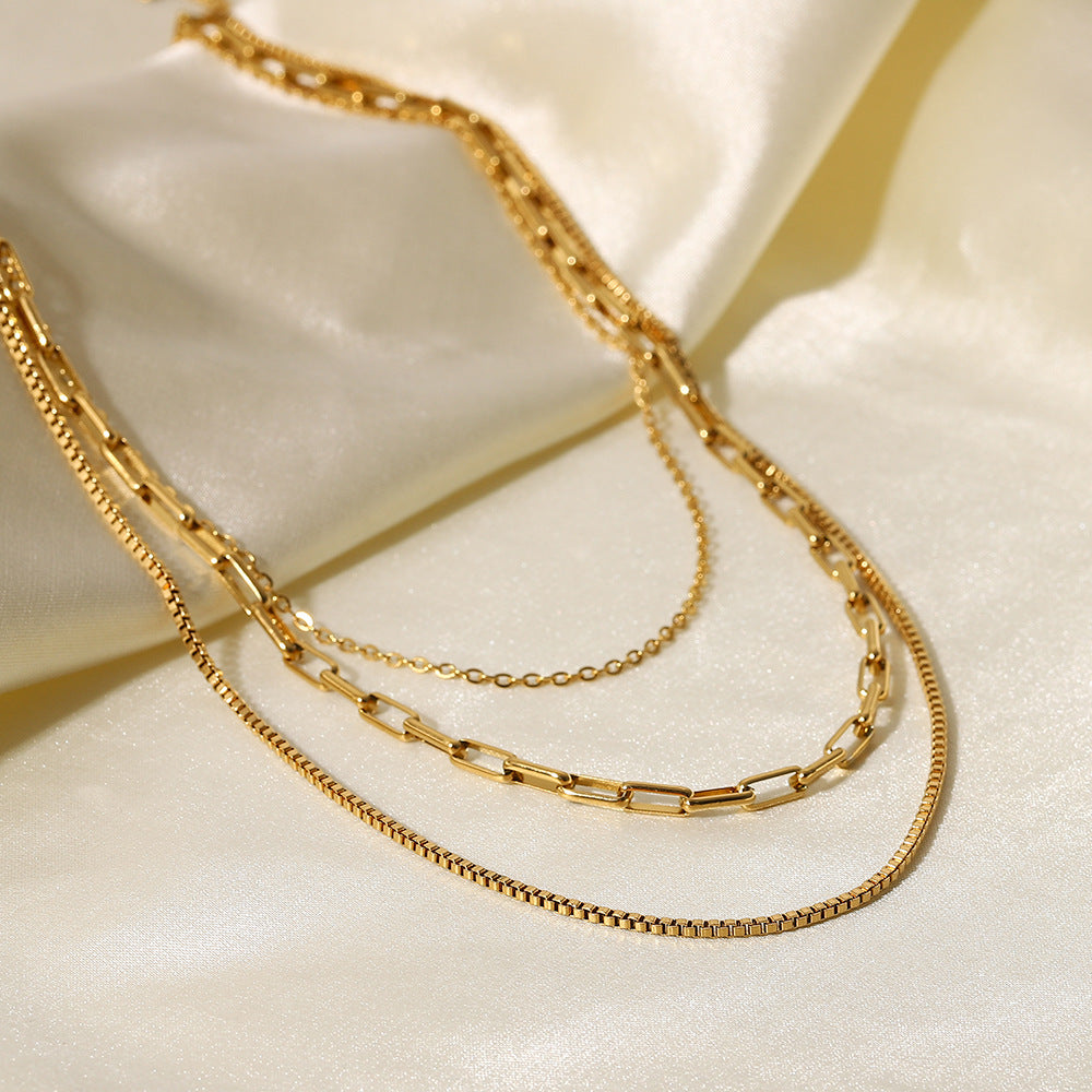 Cross Multi layer 18K Gold Necklace