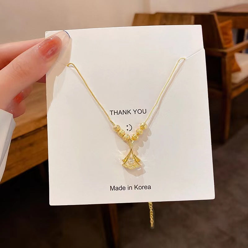 14K Gold Plated Ginkgo Leaf Chain Necklace