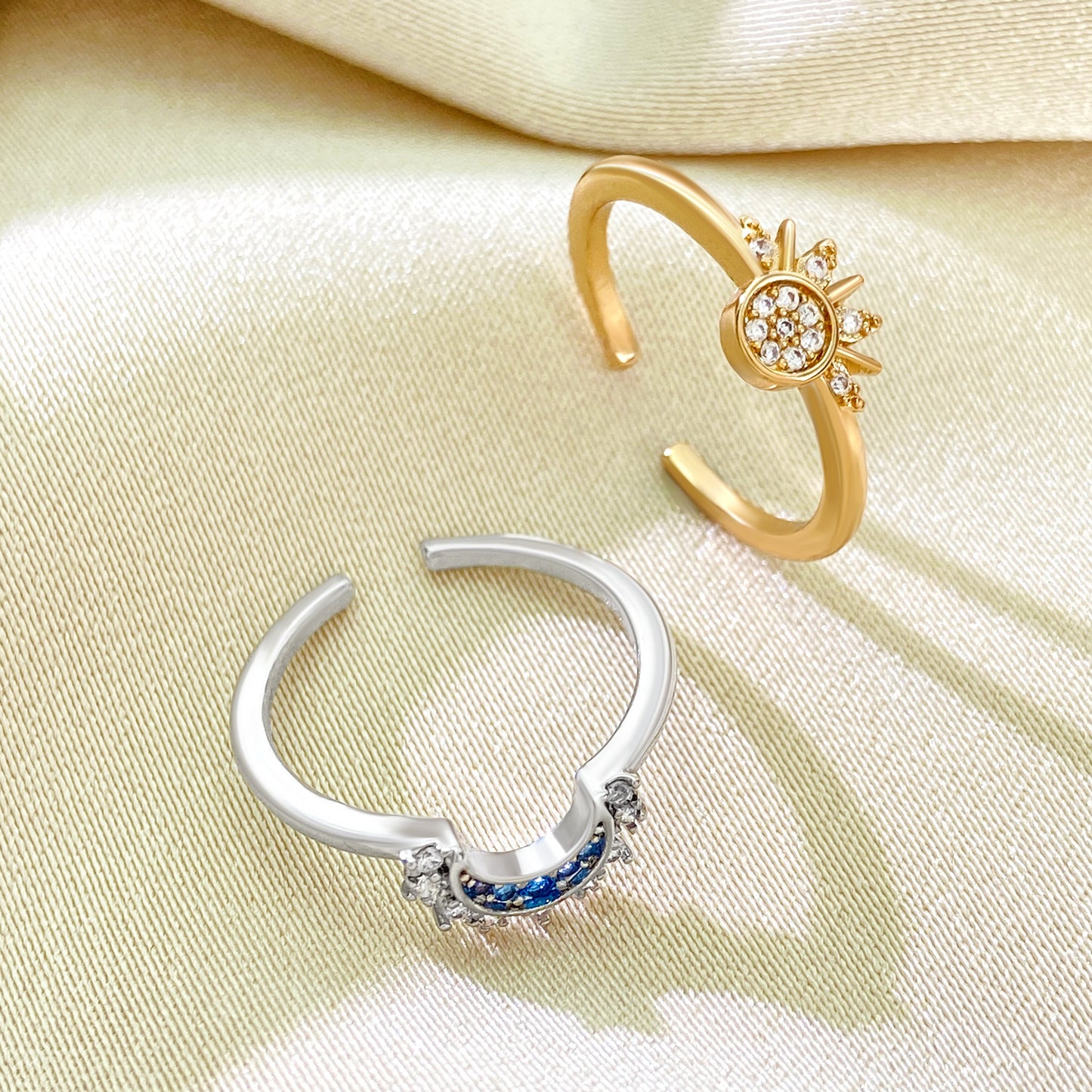 Shining Sunrise & Blue Moon 2-in-1 Combination Ring