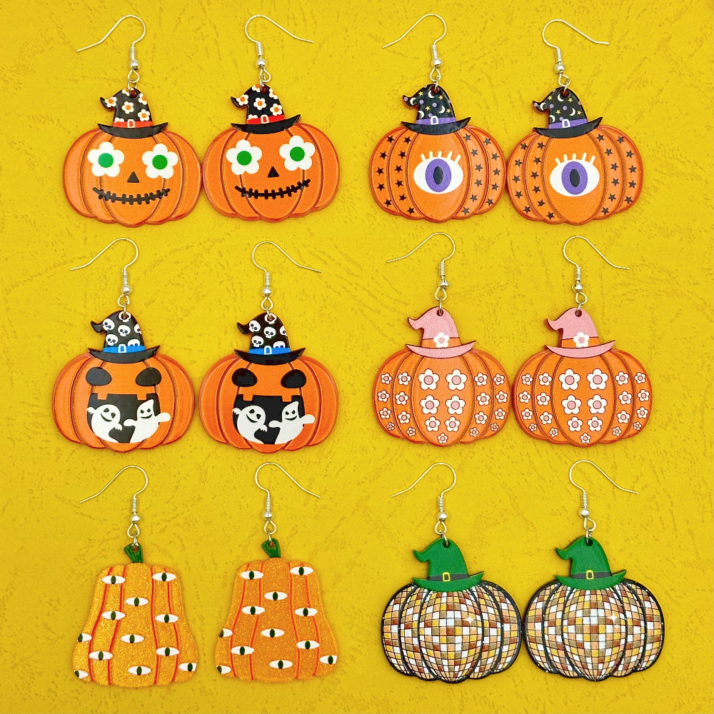 Ghost Pumpkin Festive Earrings