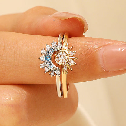 Shining Sunrise & Blue Moon 2-in-1 Combination Ring