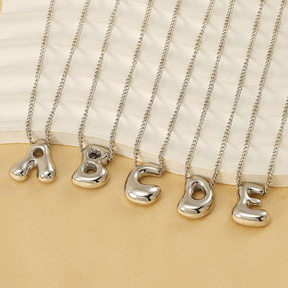 18K Gold bubble letter necklace