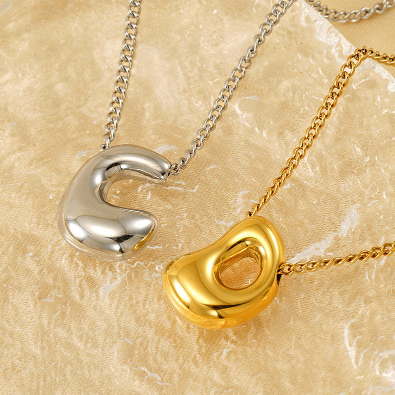 18K Gold bubble letter necklace