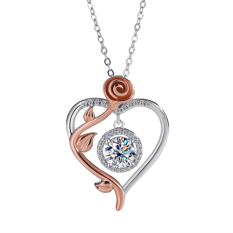 S925 sterling silver heart-shaped necklace