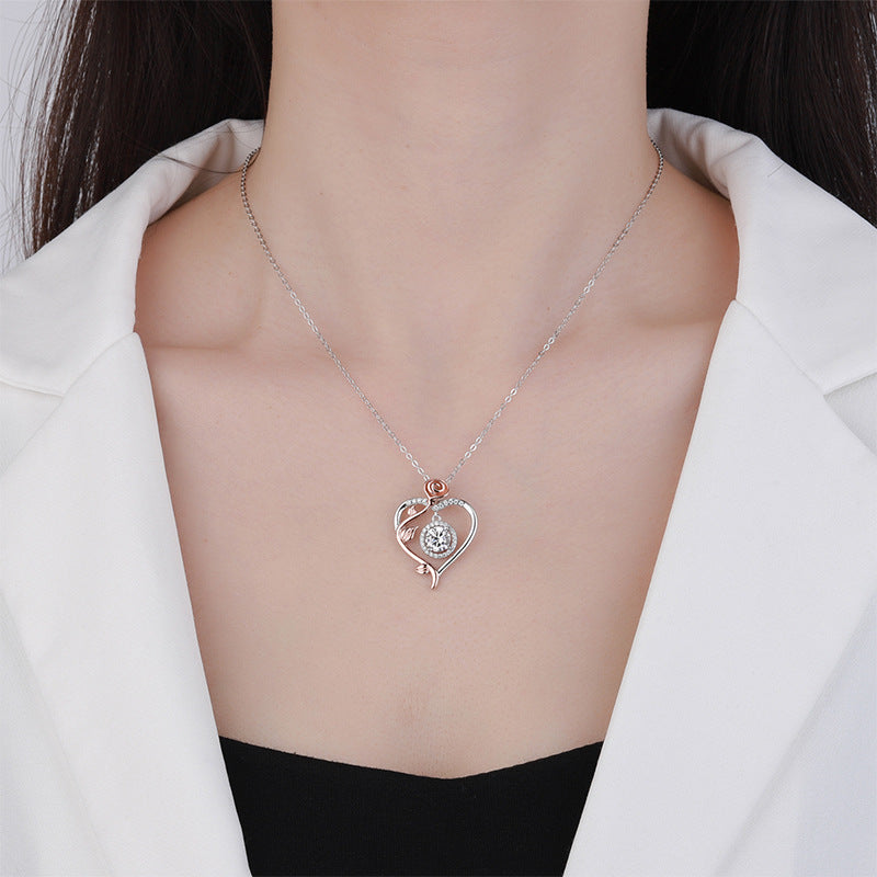 S925 sterling silver heart-shaped necklace