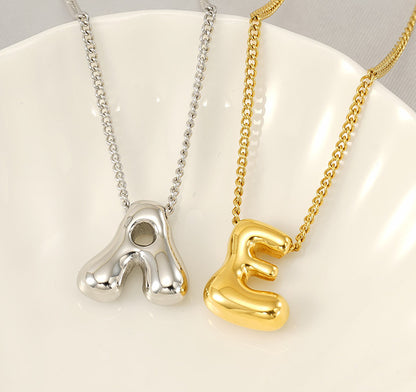 18K Gold bubble letter necklace