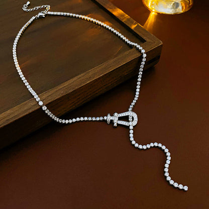 Zircon Horseshoe Clasp Necklace