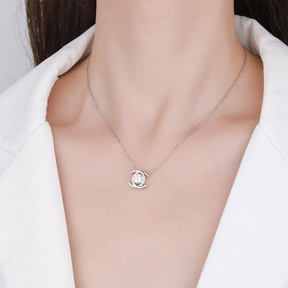 Collier en argent sterling S925 avec agate mousse