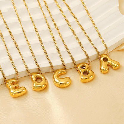 18K Gold bubble letter necklace