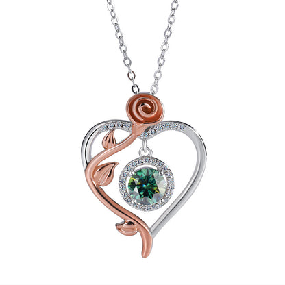 S925 sterling silver heart-shaped necklace