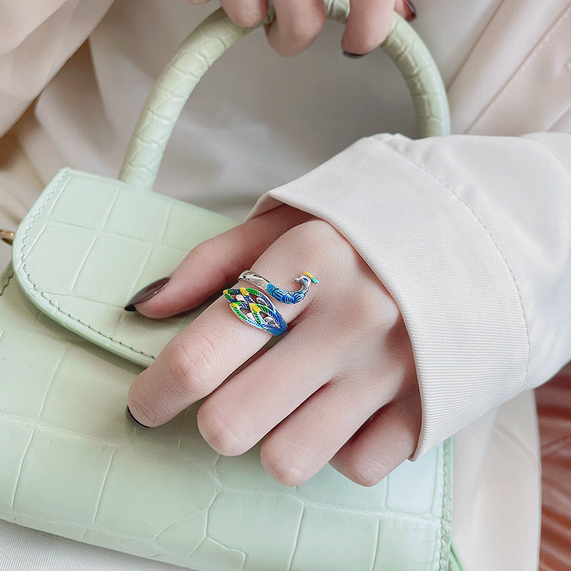 Cloisonné 999 Silver Peacock Bracelet ✨