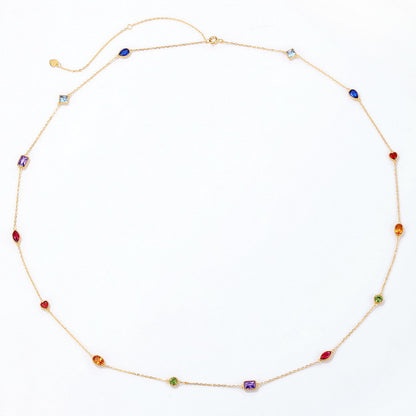 Conjunto de collar con circonitas de colores del arco iris