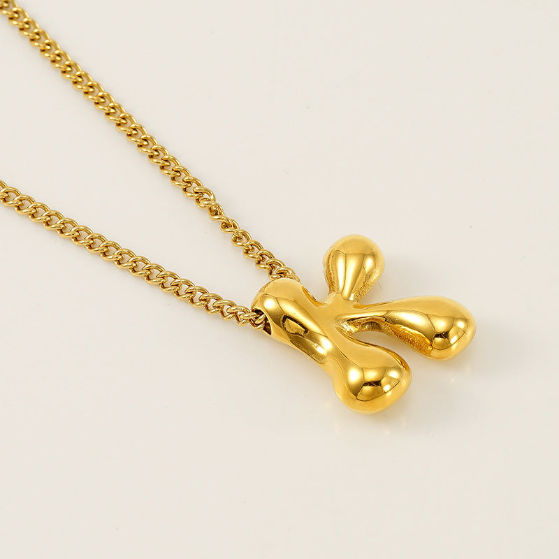 18K Gold bubble letter necklace