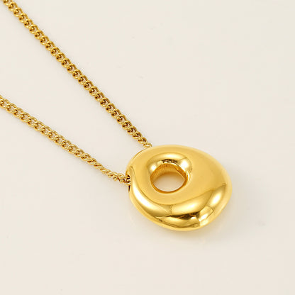 18K Gold bubble letter necklace