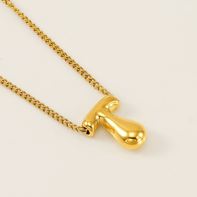 18K Gold bubble letter necklace