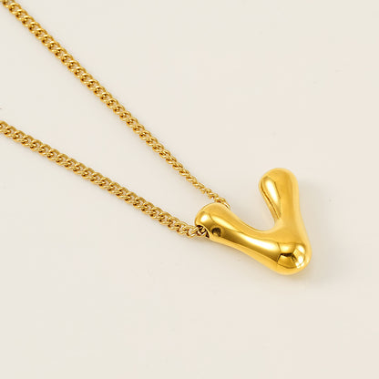 18K Gold bubble letter necklace