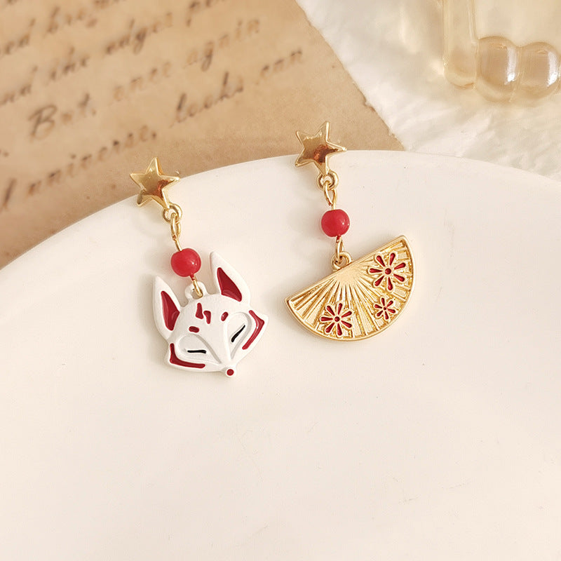 Alloy Needle Fan Fox Personalized Earrings