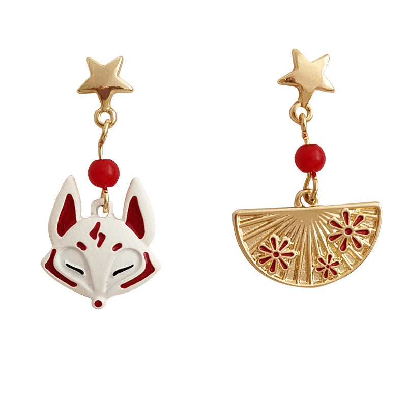 Alloy Needle Fan Fox Personalized Earrings